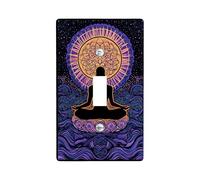 Meditative - Placas de cubierta para interruptor de luz, diseño de mandala violeta para decoración del hogar, placas de pared termoplásticas, tamaño estándar, palanca única