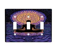 Meditative - Placas de cubierta para interruptor de luz, diseño de mandala violeta para decoración del hogar, placas de pared termoplásticas, tamaño estándar, triple palanca