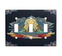 Meditative Woman - Placas de cubierta para interruptor de luz, diseño vibrante de mandala colorido para decoración del hogar, placas de pared termoplásticas, tamaño estándar, triple palanca