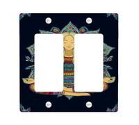 Meditative Woman - Placas de cubierta para interruptor de luz, diseño vibrante de mandala colorido para decoración del hogar, placas de pared termoplásticas, tamaño estándar doble basculante