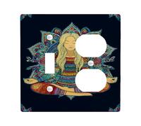 Meditative Woman - Placas de cubierta para interruptor de luz, diseño vibrante y colorido de mandala para decoración del hogar, placas de pared termoplásticas, tamaño estándar dúplex