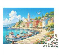 Mediterranean Harbour Puzzles 1000Pc Material Reciclable French Riviera Senior Puzzles Imposible Difícil Desafiante Juego Educativo for Hombres 70x50cm/1000pcs