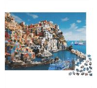 Mediterranean Village 1000 Piece Jigsaw Puzzle Reciclado Papel Cinque Terre Puzzles for Niños Ages 6 Years Up Familia Tiempo de Juego Accesorios Idea Home 70x50cm/1000pcs