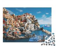 Mediterranean Village Puzzle 1000 Piezas Papel Reciclado Cinque Terre Puzzles para Adultos Divertido and Desafiante Family Juego Holiday Blessings Gift para Men 52x38cm/1000pcs