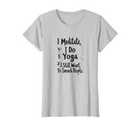 Medito, Hago Yoga, todavía Quiero Golpear a la Gente Camiseta, Mujer, Plata, XXL