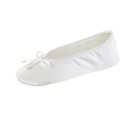 (Medium/6.5-7.5 M US, White) - Isotoner Women's Satin Ballerina Slipper