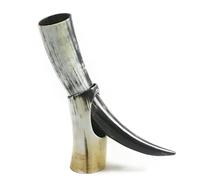 Medium Drinking Horn with Horn Stand - Polished - Perfect for Reenactment by HornCraft