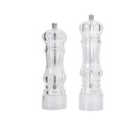 (medium * large)Manual Pepper Mill And Salt Shaker Set - Transparent Adjustable Grinder And Cellar - Acrylic, Clear