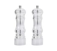 (medium)Manual Pepper Mill And Salt Shaker Set - Transparent Adjustable Grinder And Cellar - Acrylic, Clear