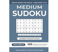 Medium Sudoku Puzzle Book for Adults -- Volume 6: 200 Medium Puzzles | One Puzzle Per Page | Large Print | 8.25" x 11" | for Relaxing Brain Training ... (Medium Sudoku for Adults - Large Print)