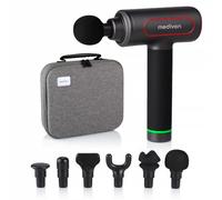 Medivon Pistola de masaje portátil Gun Pro, 6 cabezales de masaje, motor silencioso, masaje profundo para espalda, cuello, piernas y brazos, músculos, bolsa de transporte, color negro