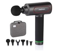 Medivon Pistola de masaje portátil Gun Pro, 6 cabezales de masaje, motor silencioso, masaje profundo para espalda, cuello, piernas y brazos, músculos, bolsa de transporte, color negro