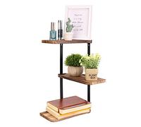 Medla Estanteria Pared de Esquina, Baldas Pared de Madera y Hierro Repisas de Pared de Almacenamiento de 3 Niveles de Estilo Industrial Vintage para Cocina Baño Dormitorior Sala de Estar