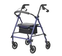 Medline Andador con asiento, andador rodante de acero con ruedas de 6 pulgadas, soporta hasta 350 libras, andador médico, azul