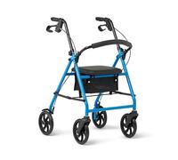 Medline Andador de acero estándar para adultos, azul claro, capacidad de peso de 300 libras, ruedas de 8 pulgadas, plegable, asas ajustables, andador rodante para personas mayores