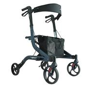 Medline Andador plegable de aluminio estilo europeo con respaldo, capacidad de 300 libras, azul marino, para lesiones de pies y piernas y postcirugía, 1 unidad