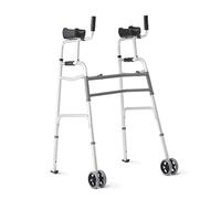 Medline Andador vertical con ruedas dobles de 5 pulgadas, andador de antebrazo con reposabrazos, altura ajustable, capacidad de peso de 300 libras