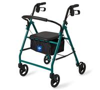 Medline Basic Steel Rollator with 6 Wheels, Green by Medline