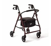 Medline Basic Steel Rollator with 6" Wheels, Red by Medline