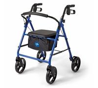 Medline Basic Steel Rollator with 8 Wheels, Blue by Medline