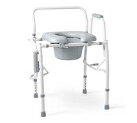 Medline Drop Arm Commode Chair for Adults and Seniors, Padded Seat, Removable Pail, Splash Guard, Drop-Down Arms, 350 LB. Weight Capacity