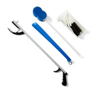 MEDLINE Economy HipKit, ayuda de movilidad ideal para recuperación de cirugía de cadera, 4 piezas, agarrador de 66 cm, zapatero, calcetín y esponja de baño contorneada
