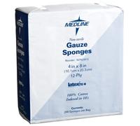 Medline Esponjas de gasa de alta calidad, 8 x 4 pulgadas, 12 capas, tejidas, no estériles, ideales para profesionales médicos, 200 unidades