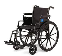 Medline K3 Guardian - Silla de ruedas, asiento de 16 pulgadas de ancho, brazos hasta el escritorio, reposapiés basculantes, ligera, plegable, ayuda de movilidad para mayor comodidad e independencia