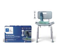 Medline Kit Esencial de baño 3 en 1 para Cuidadores, Personas Mayores y Adultos: Silla, Barra de Agarre y 2 Paquetes de lufa para Ancianos, Adultos, Personas Mayores, discapacitados, 1 Unidad.