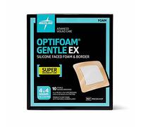 Medline Optifoam Gentle EX - Apósito calcomanía de espuma con bordes, cuadrado de 4 x 4 pulgadas (10 unidades)
