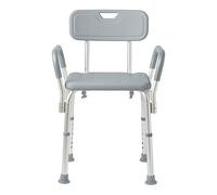 Medline Silla de Ducha con Respaldo y Brazos Acolchados, Asiento de baño con Respaldo extraíble, soporta hasta 350 Libras, Color Gris