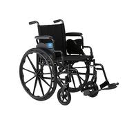 Medline Silla de ruedas plegable K4 de 16 pulgadas con brazos de longitud de escritorio y reposapiés abatibles, capacidad de 300 libras, silla de transporte para adultos y personas mayores