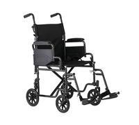 Medline Silla de transporte plegable de acero al carbono con brazos abatibles, reposapiés basculantes, movilidad portátil para adultos y personas mayores, asiento acolchado de 19 pulgadas de ancho