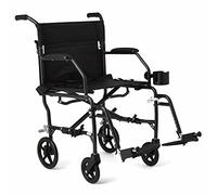 Medline Silla de transporte ultraligera, asiento de 48,26 cm de ancho, brazos permanentes de escritorio, reposapiés Swing Away