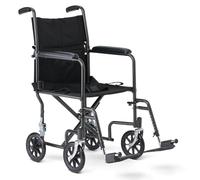 Medline Steel Transport Wheelchair, Folding Transport Chair with 8-Inch Wheels, Lightweight, Full Length Armrests and Swing Away Footrests, 19-Inch Wide Seat