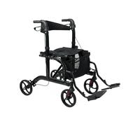 Medline Translator - Silla de transporte combinada y rodador, asiento de 18 pulgadas de ancho, patas abatibles, color negro