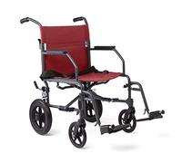 Medline Transport Silla de ruedas con marco de acero ligero, protección antimicrobiana microban, silla plegable portátil MDS808210KDR, Rojo, 1