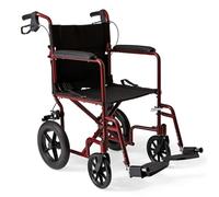 Medline Transport Wheelchair with Brakes, Red