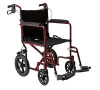 Medline Transport Wheelchair with Brakes, Red