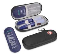 MEDMAX Bolsa Térmica para Insulina con 2 Compresas Frías, Organizador Portátil de Medicamentos - Estuche Aislante para Bolígrafos de Insulina, Fármacos y Suministros Diabéticos, Negro