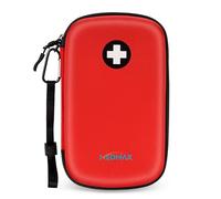 MEDMAX EpiPen Bolsa de Viaje, Rígido Concha Dura Estuche, Grande Portátil Medicamentos Organizador para 3 EpiPens, Asthma Inhaler, Anti-Histamine, Auvi-Q, Allergy Medicine Essentials, (Rojo)