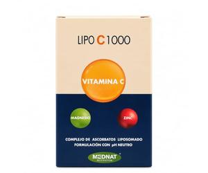 Mednat Nutrition LIPO C 1000 - 60 Cápsulas Veganas - Vitamina C 1000 mg con Magnesio y Zinc - Complejo de Ascorbatos Liposomado con Rutina y Hesperidina - pH Neutro