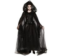 Mednkoku Disfraz de brujas para mujeres 1 set Renaissance Vintage bordado bordado ghost bride disfraz espeluznante fantasma negro para halloween, cosplay, mansión embrujada, xxl