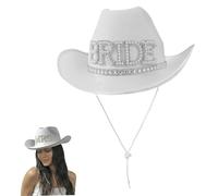 Mednkoku Gombado de vaquero blanco, sombrero de vaquero Novia de la vaquilla ancha Panamá gorra para la boda Cosplay Fancy Party Play Play White