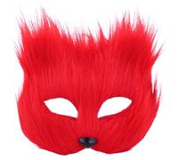 Mednkoku Therian Mask, Half-Face Fox Mask, Animal transpirable para niños adultos, traje peludo de cosplay suave y suave para Masquerade Party Easter Red, Furry