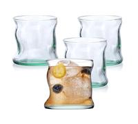 Medo Vasos de whisky reciclados, juego de 4 vasos cortos turquesa del Bósforo, cristalería de barra de 340 cc, ecológico, duradero, apto para lavavajillas, juego de vasos simples y modernos
