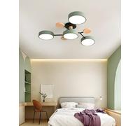 MEDPHZP Lámpara de Techo LED nórdica Moderna de acrílico, lámpara de Techo Creativa semiempotrada Sputnik, 4 Luces con decoración de Madera para Sala de Estar, Comedor, Dormitorio, Verde
