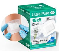 Medrull 75 Parches Autoadhesivos de Primeros Auxilios 7x6 cm Apositos Impermeables Para Heridas Tiritas con Almohadillas de Gasa Esterilizada, Tiritas Piel Sensible 7x6 cm