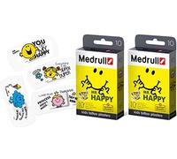 MEDRULL Apósitos para niños - Apósitos coloridos con diseños divertidos - Aptos para la piel, repelentes al agua, estériles (Mr HAPPY Tattoo pflaster 2 x 10 Stück)