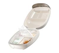 Meds Organizer Box, Weekly Pill Storage, Labeled Supplement Container with 7,2 pulgadas Width, Travel Pill Holder for Vacation, Camping, Seniors, Gym, Men, Women, Outdoor Use Clear White